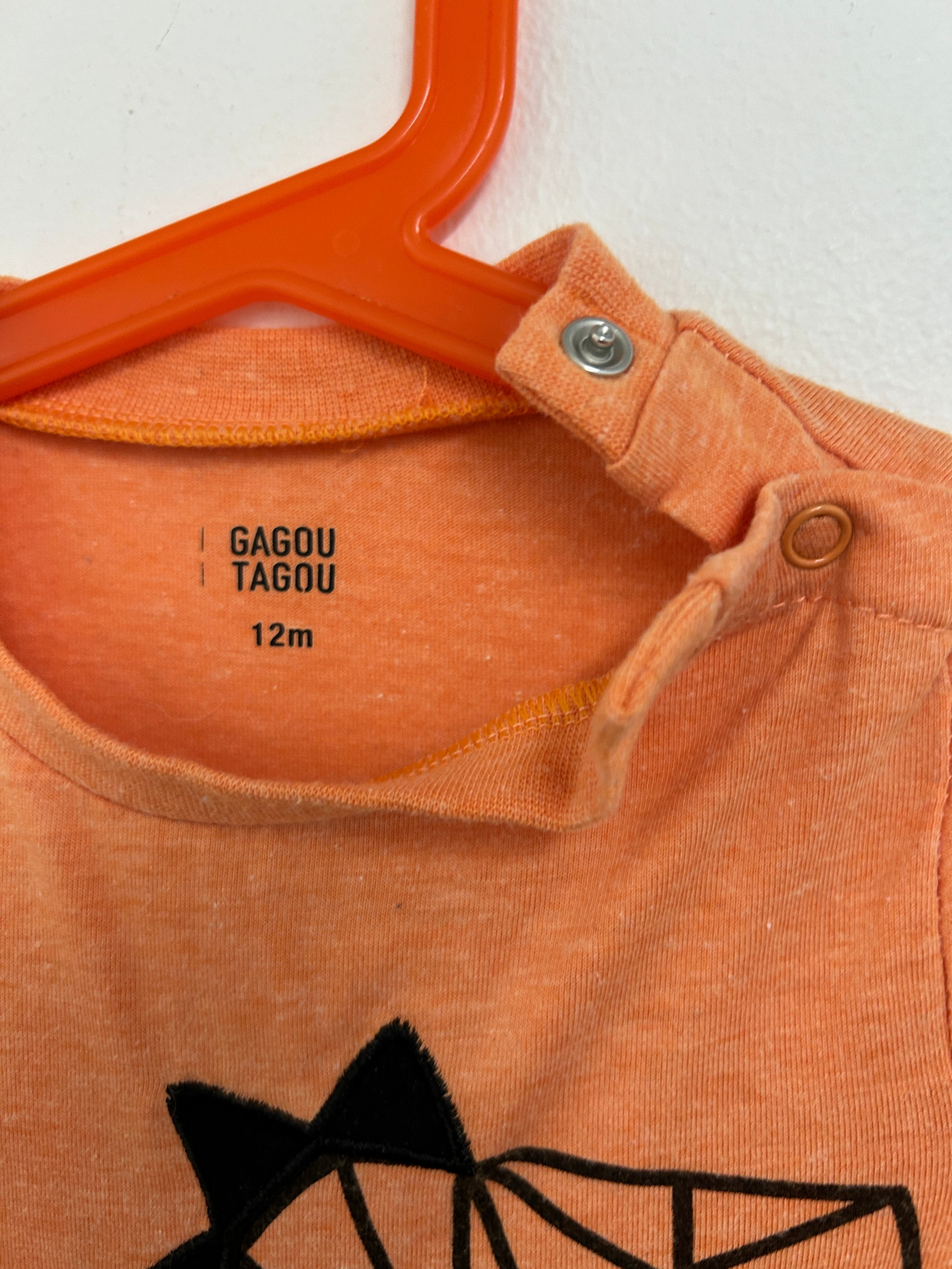 Chandail orange à dinosaure géométrique — Gagou Tagou