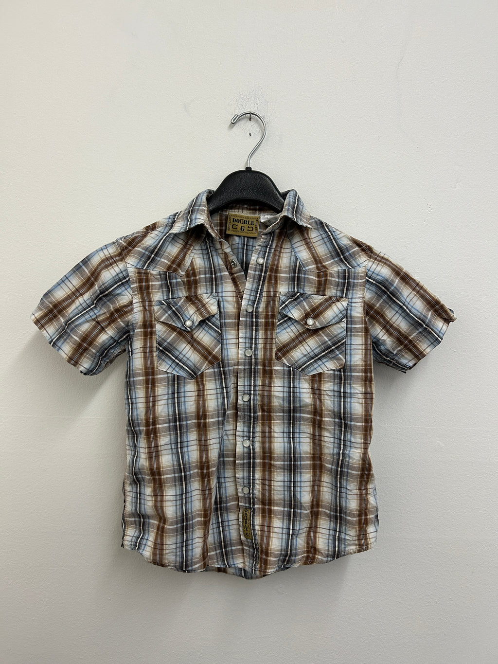 Chemise à carreaux bruns et bleus — Double G