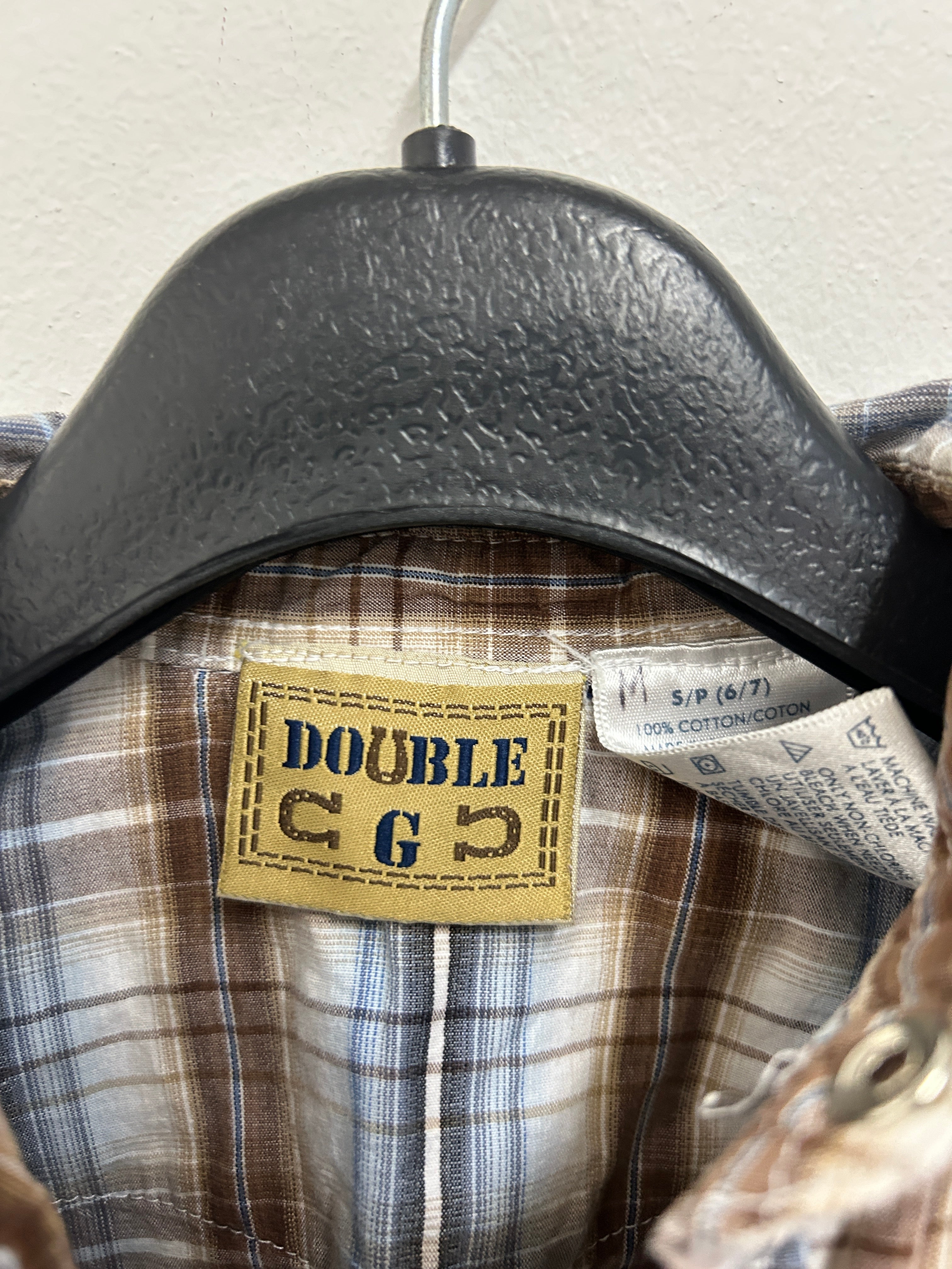 Chemise à carreaux bruns et bleus — Double G