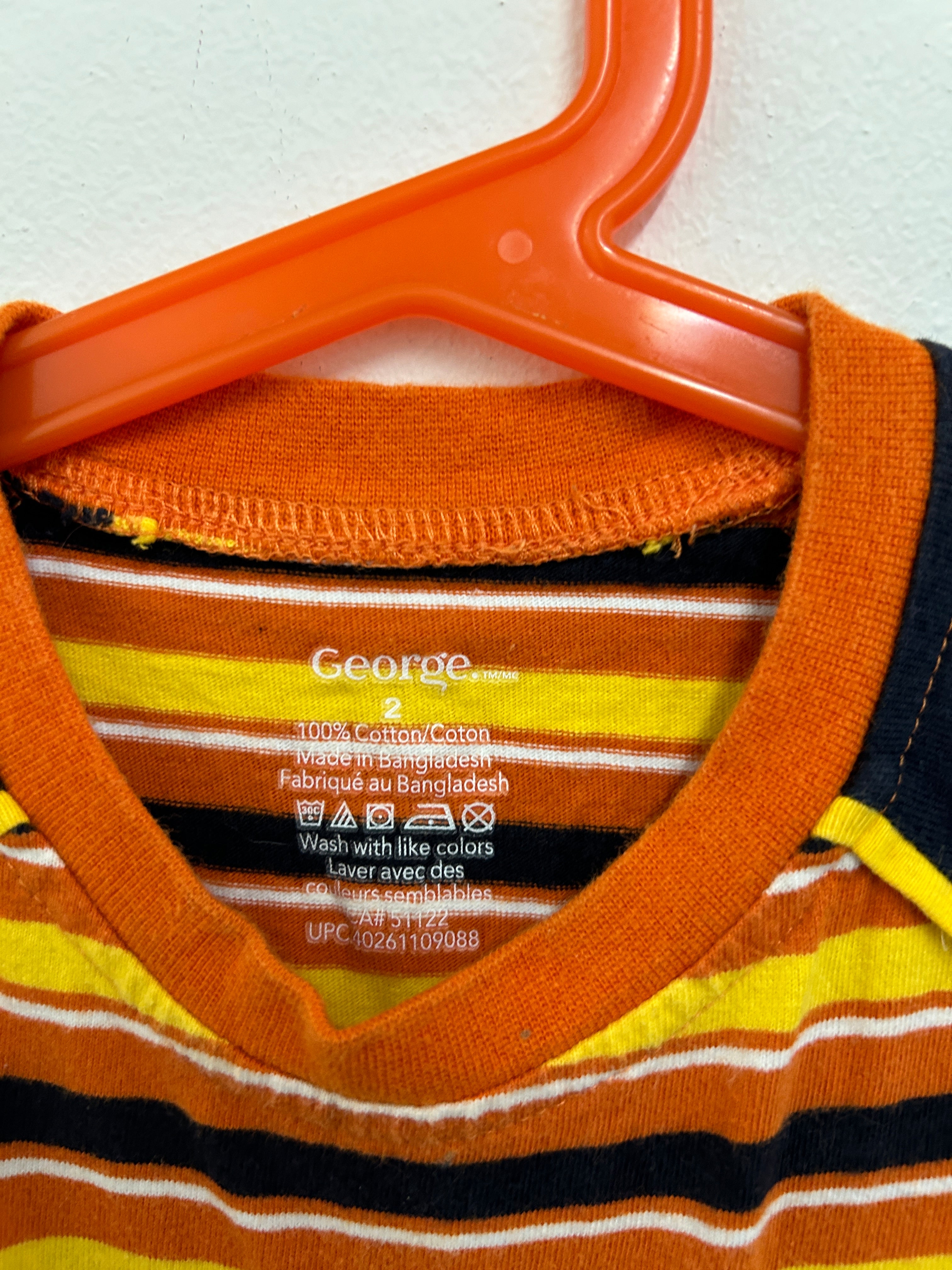 Haut rayé orange et jaune sans manches — George