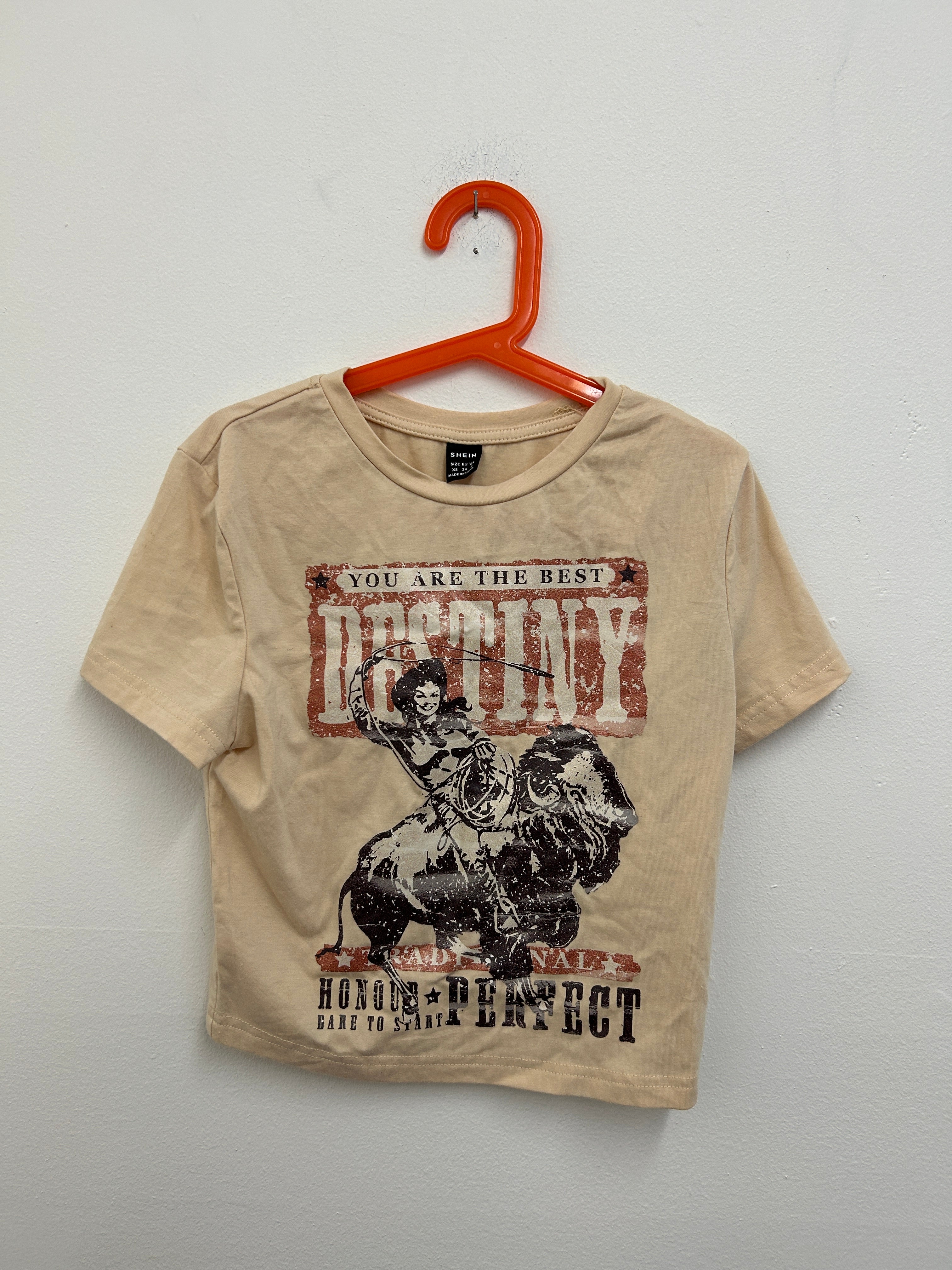 T-shirt beige imprimé western