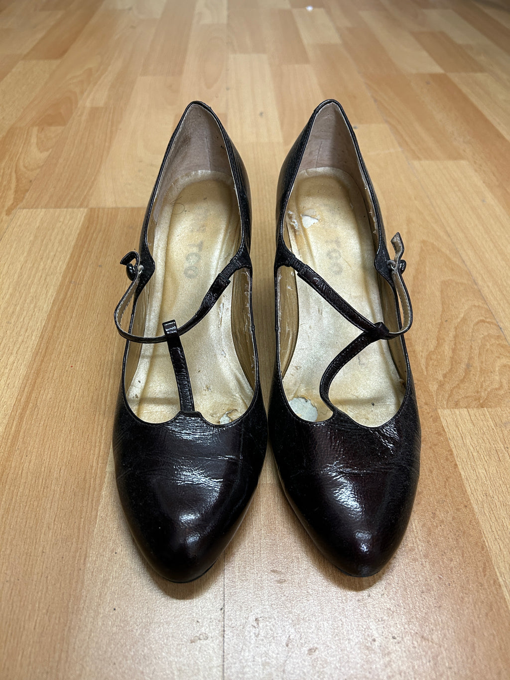 Talon Hauts à bride en cuir brun — Me Too