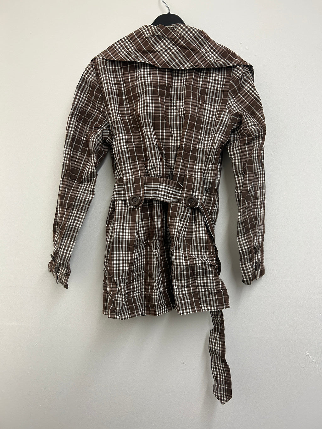 Manteau à carreaux brun et blanc — POINT ZERO