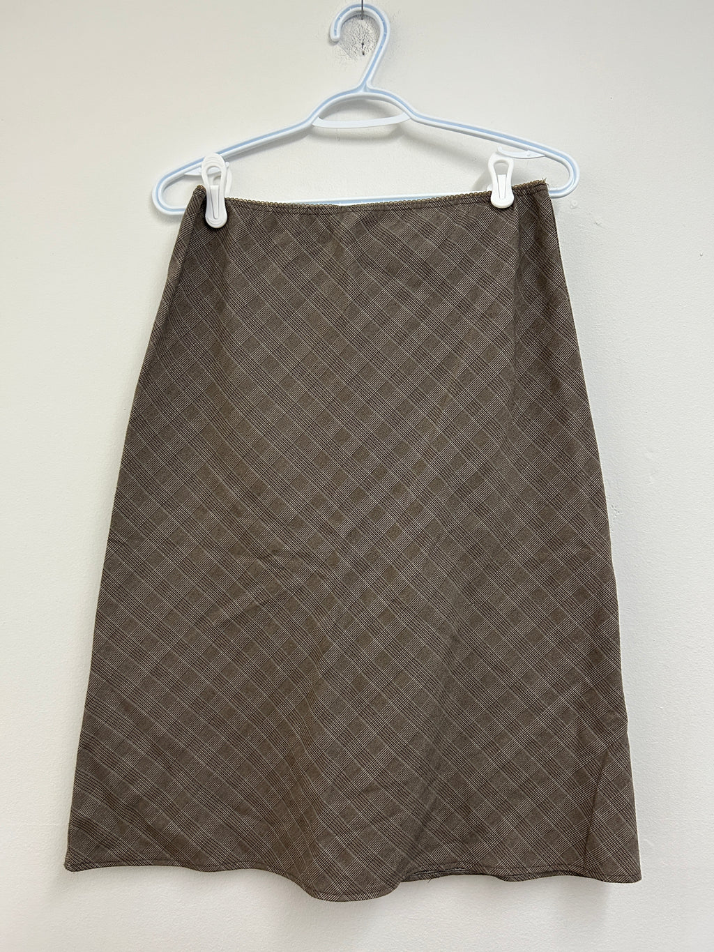 Jupe midi à carreaux bruns