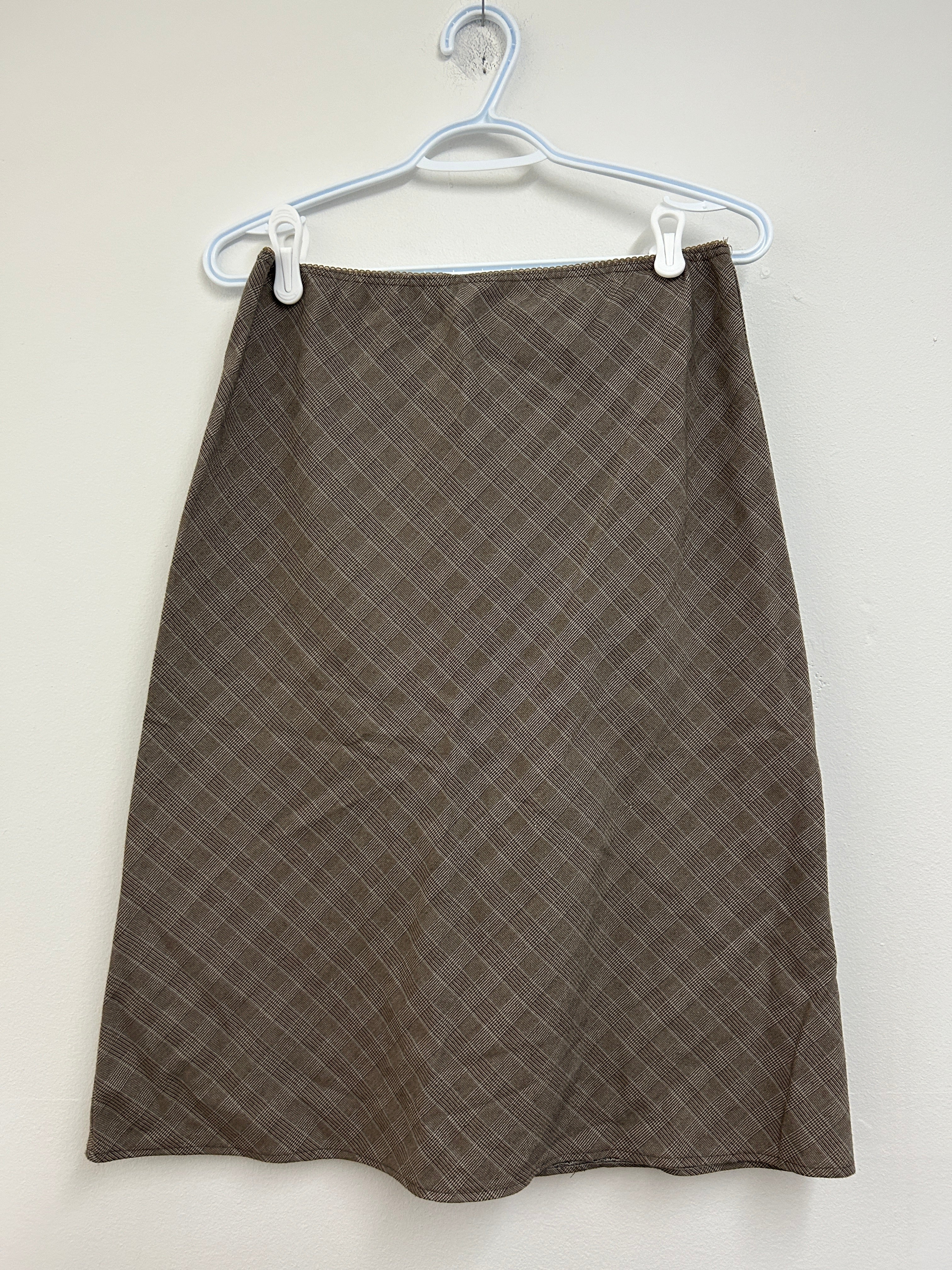 Jupe midi à carreaux bruns