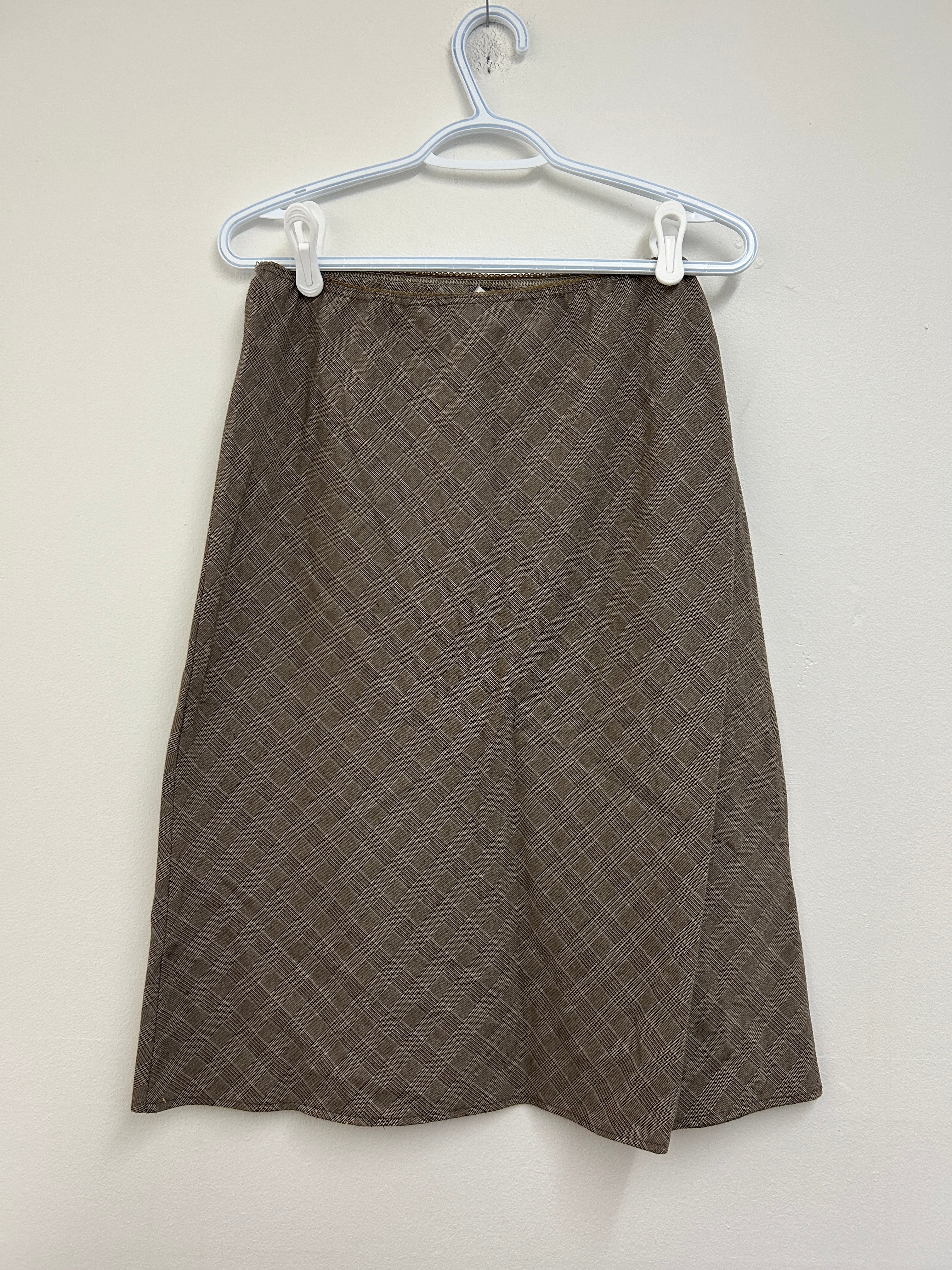 Jupe midi à carreaux bruns