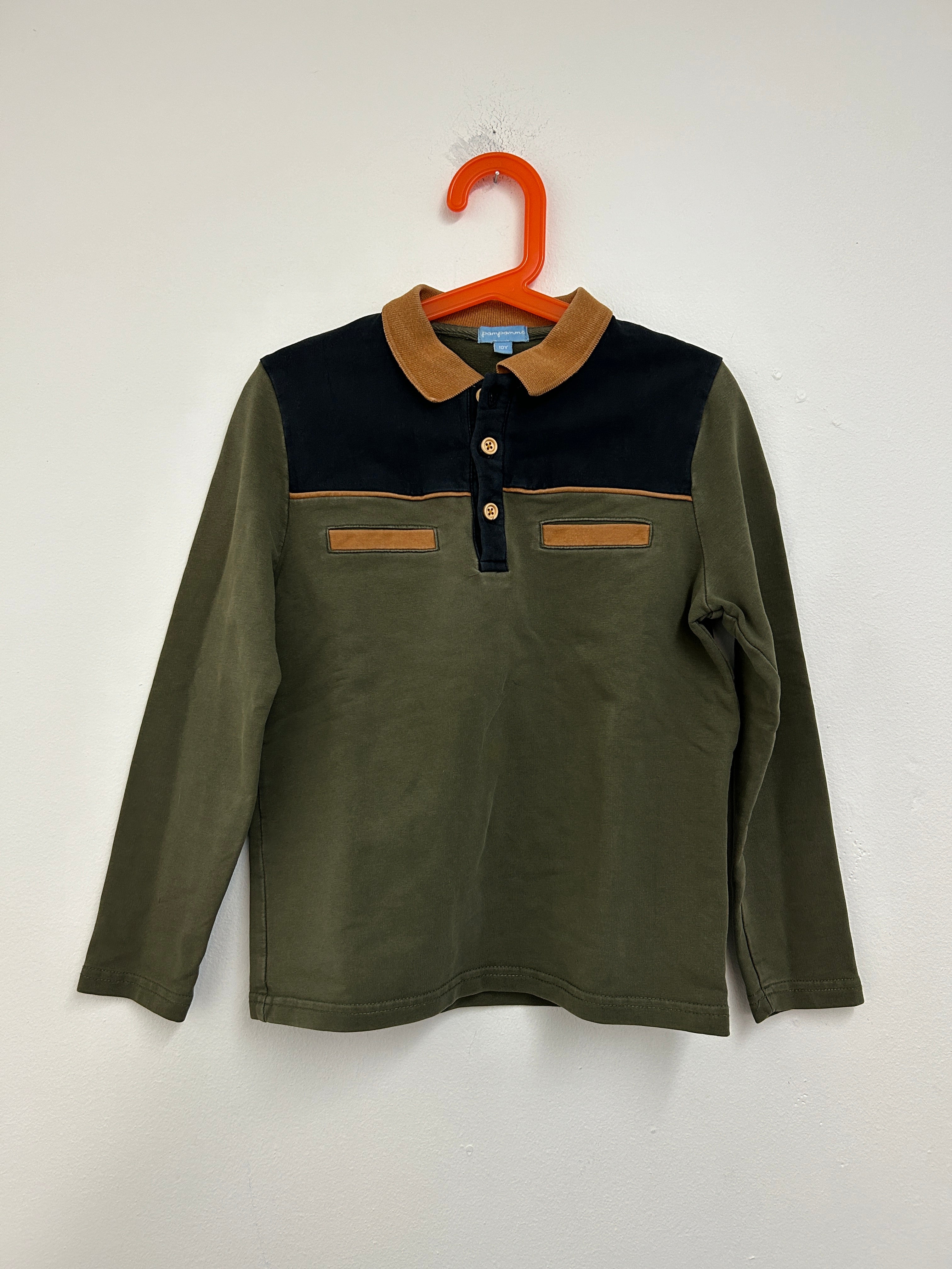 Polo à manches longues bicolore