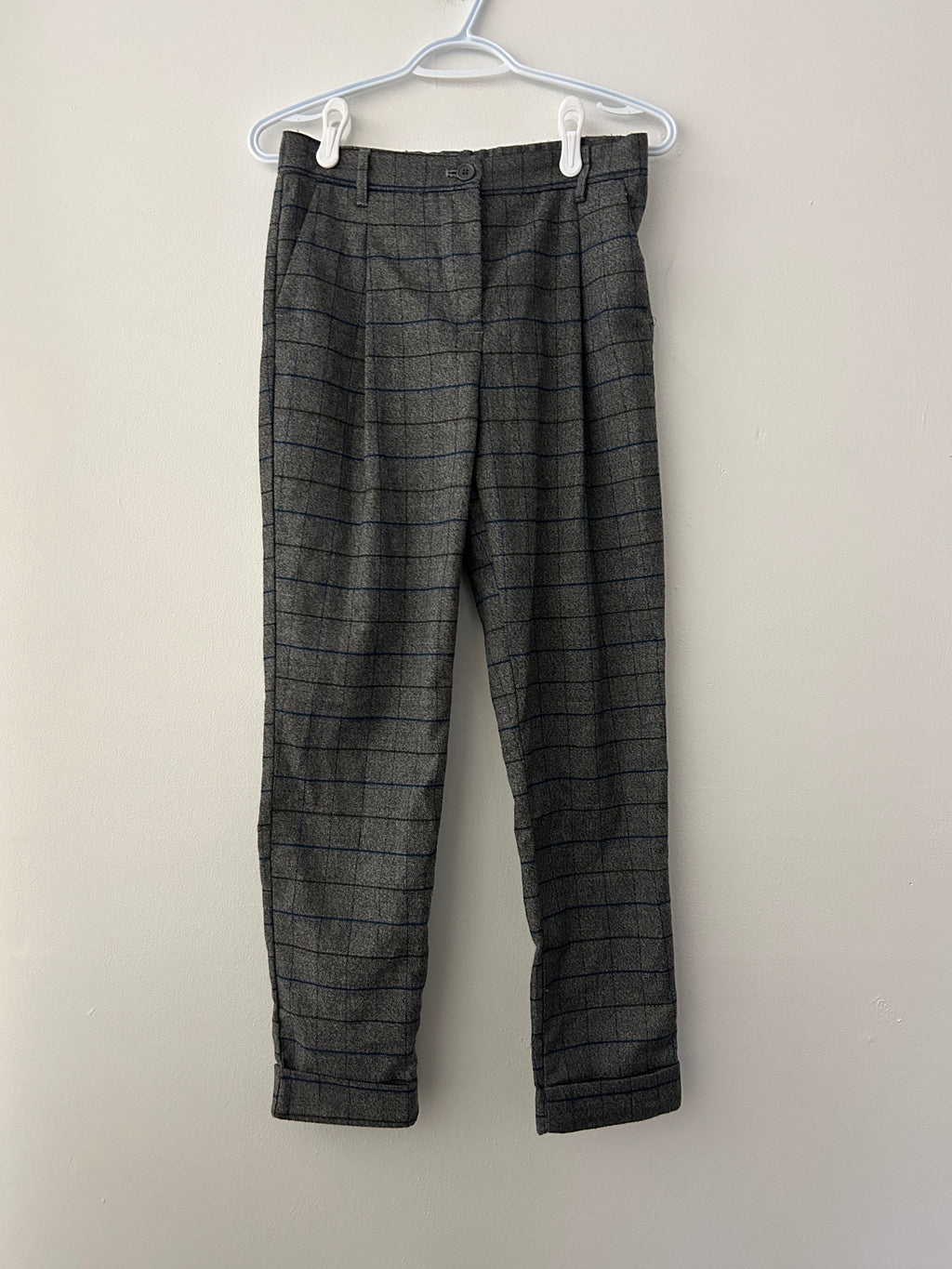 Pantalon à carreaux gris et bleu marine — Maison Lab