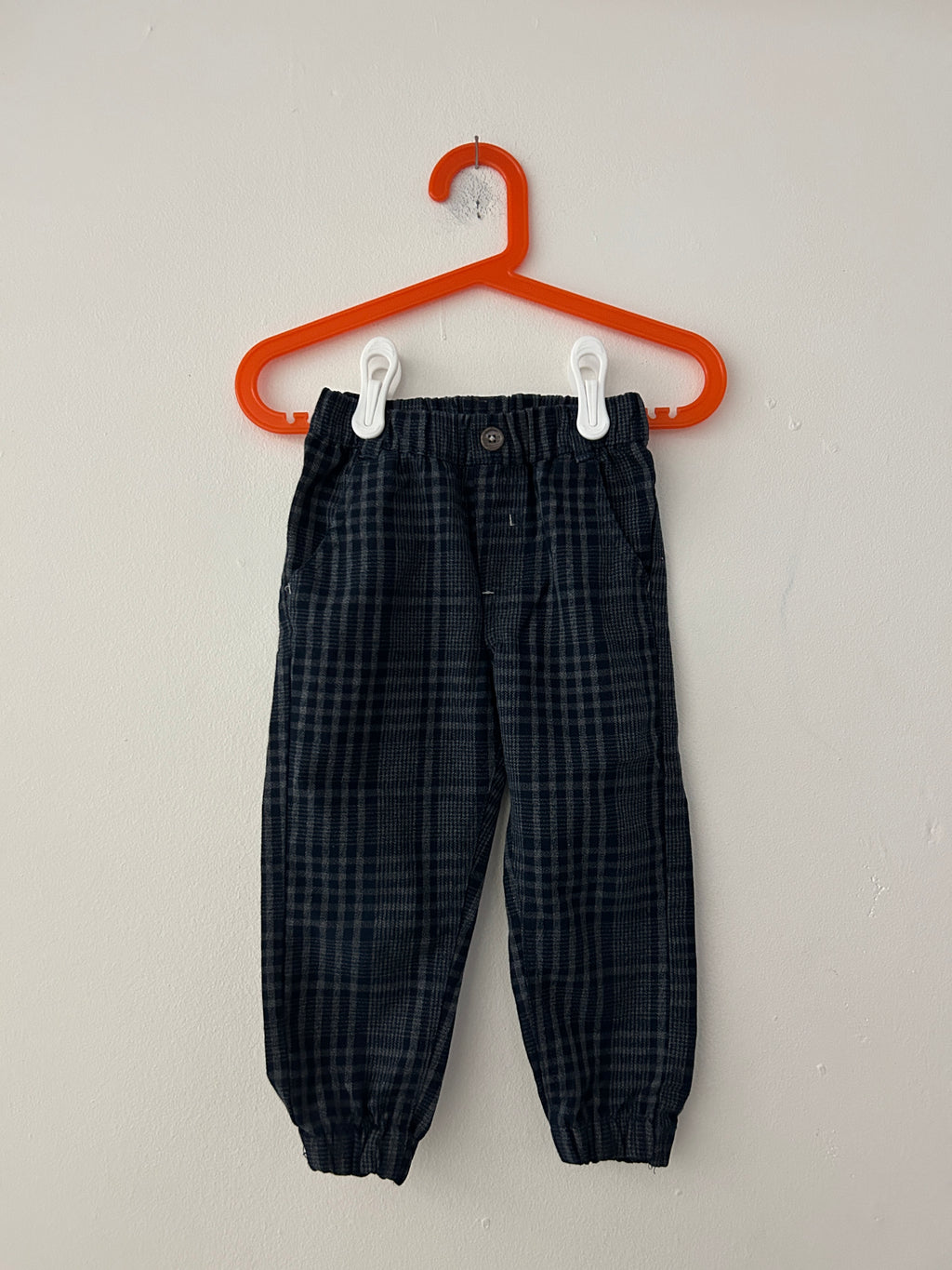 Pantalon à carreaux bleu marine