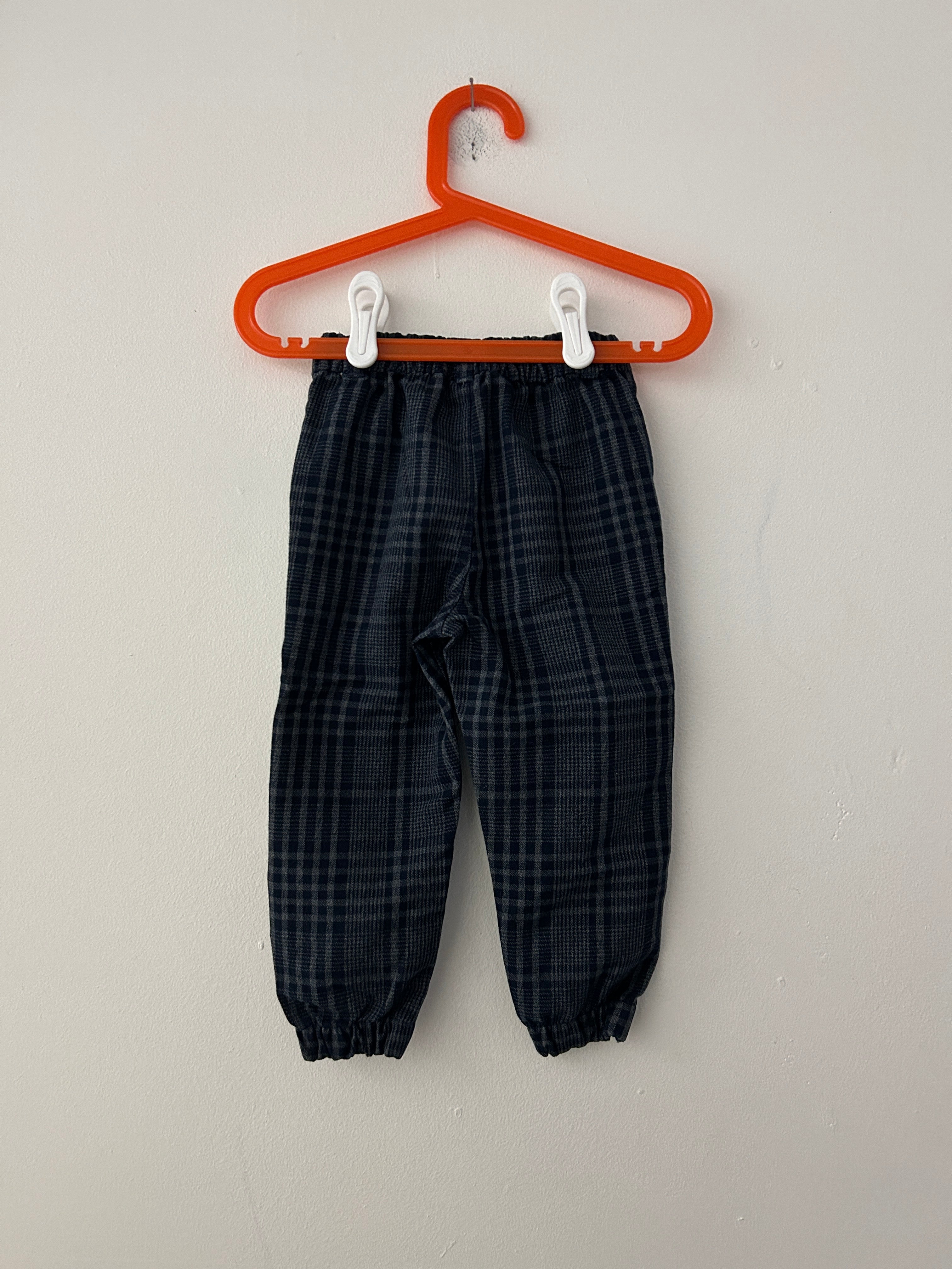 Pantalon à carreaux bleu marine