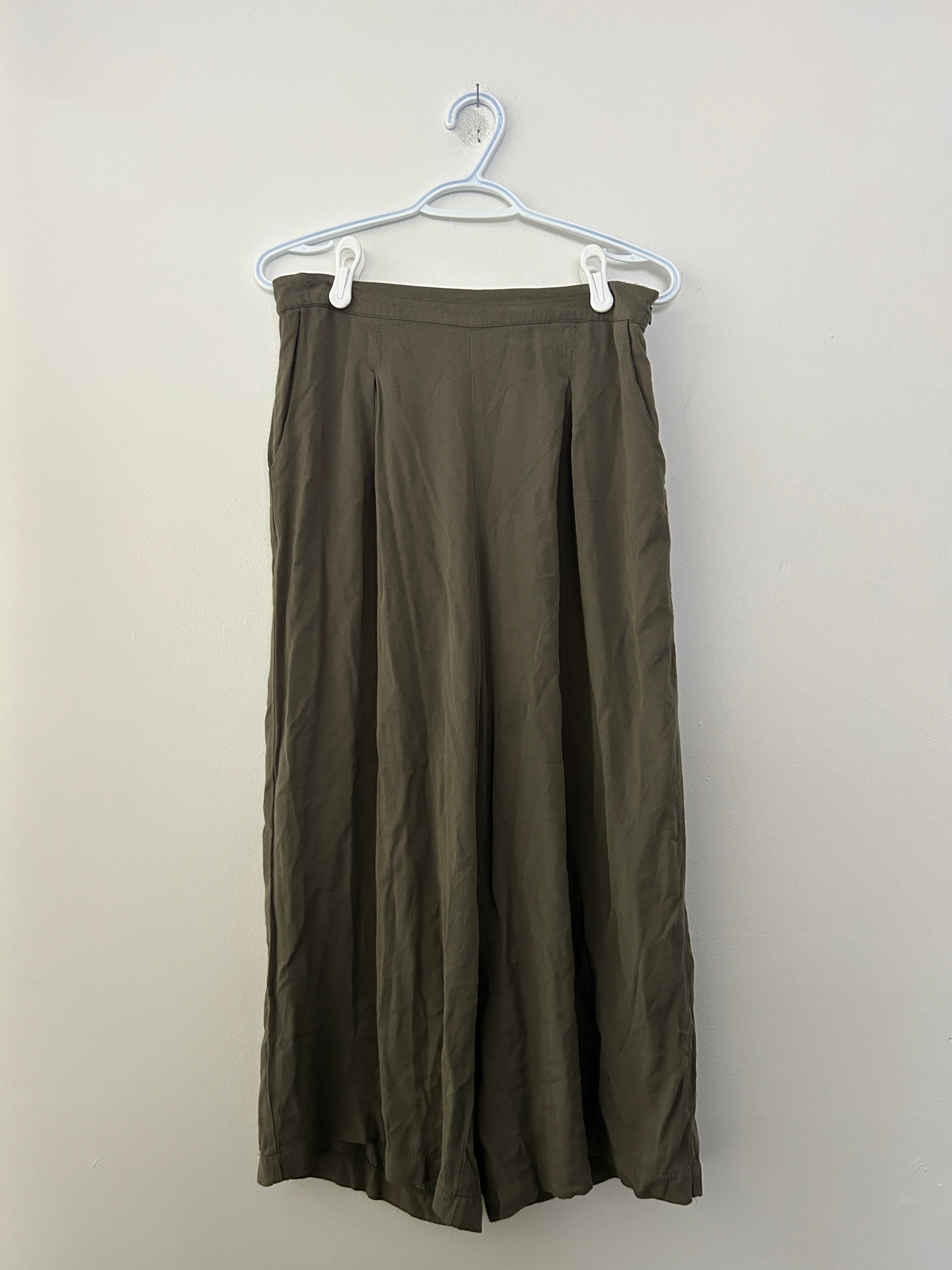 Pantalon large taille haute kaki — Forever 21