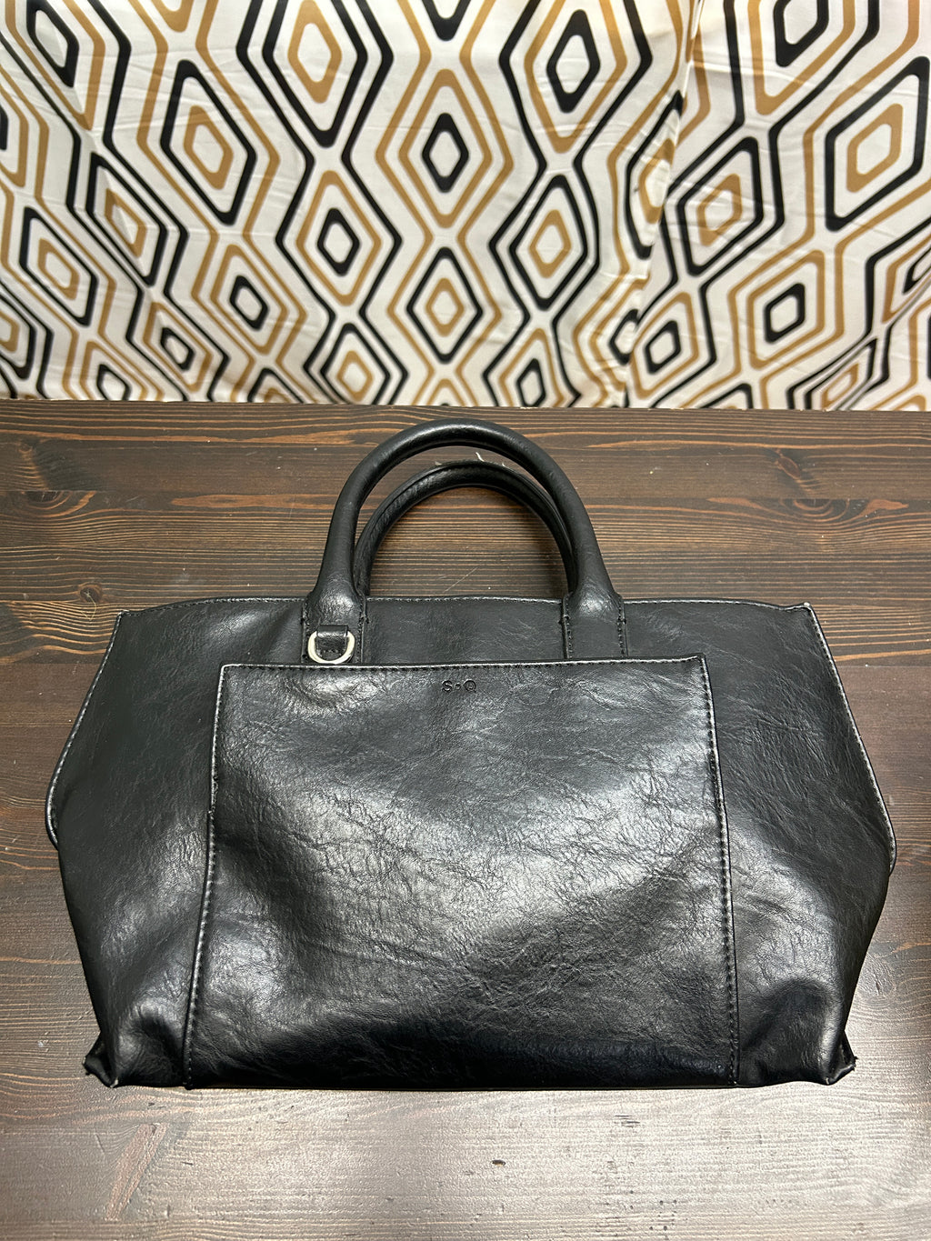 Sac à main noir à double poignées — S-Q