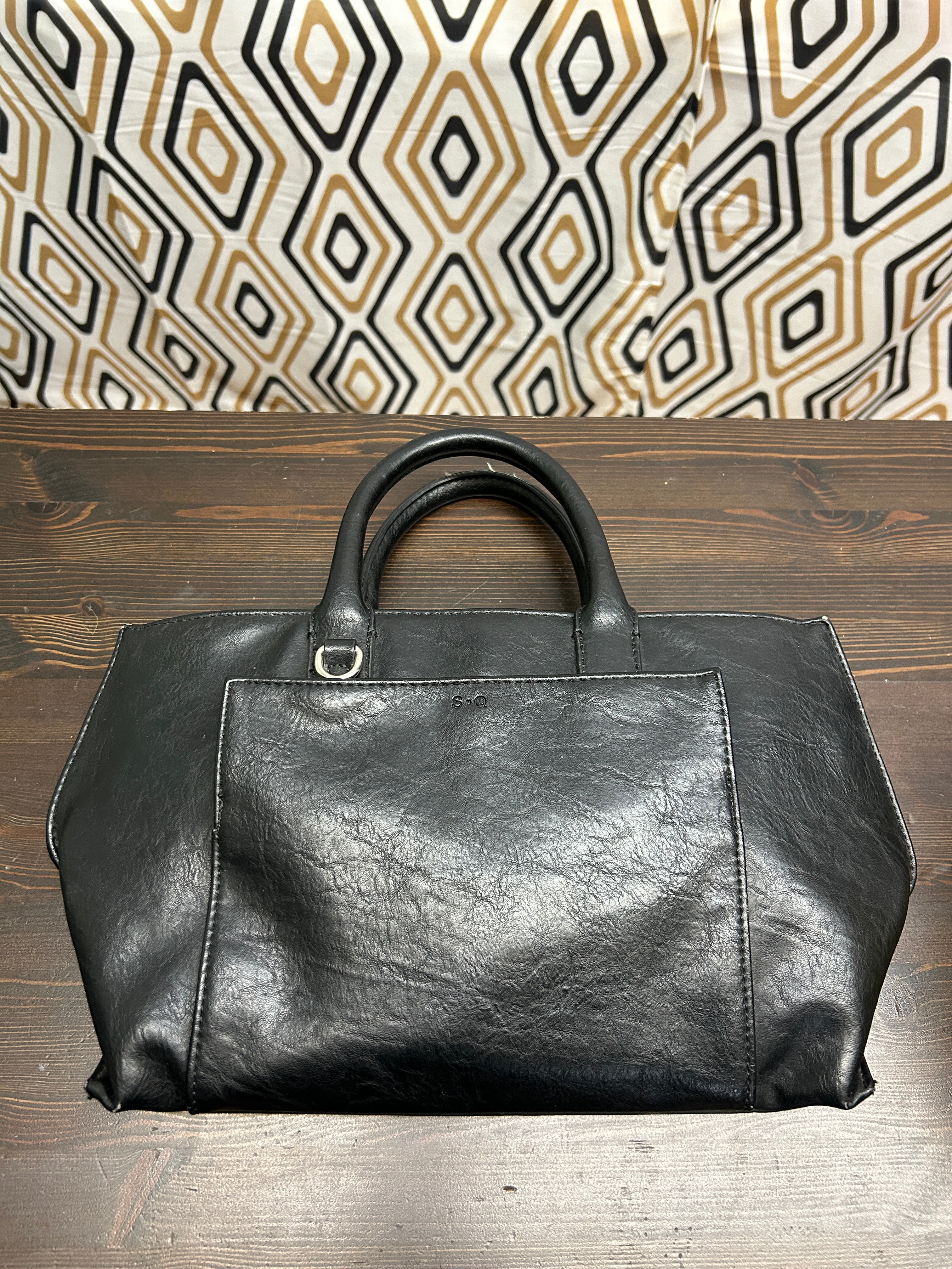 Sac à main noir à double poignées — S-Q
