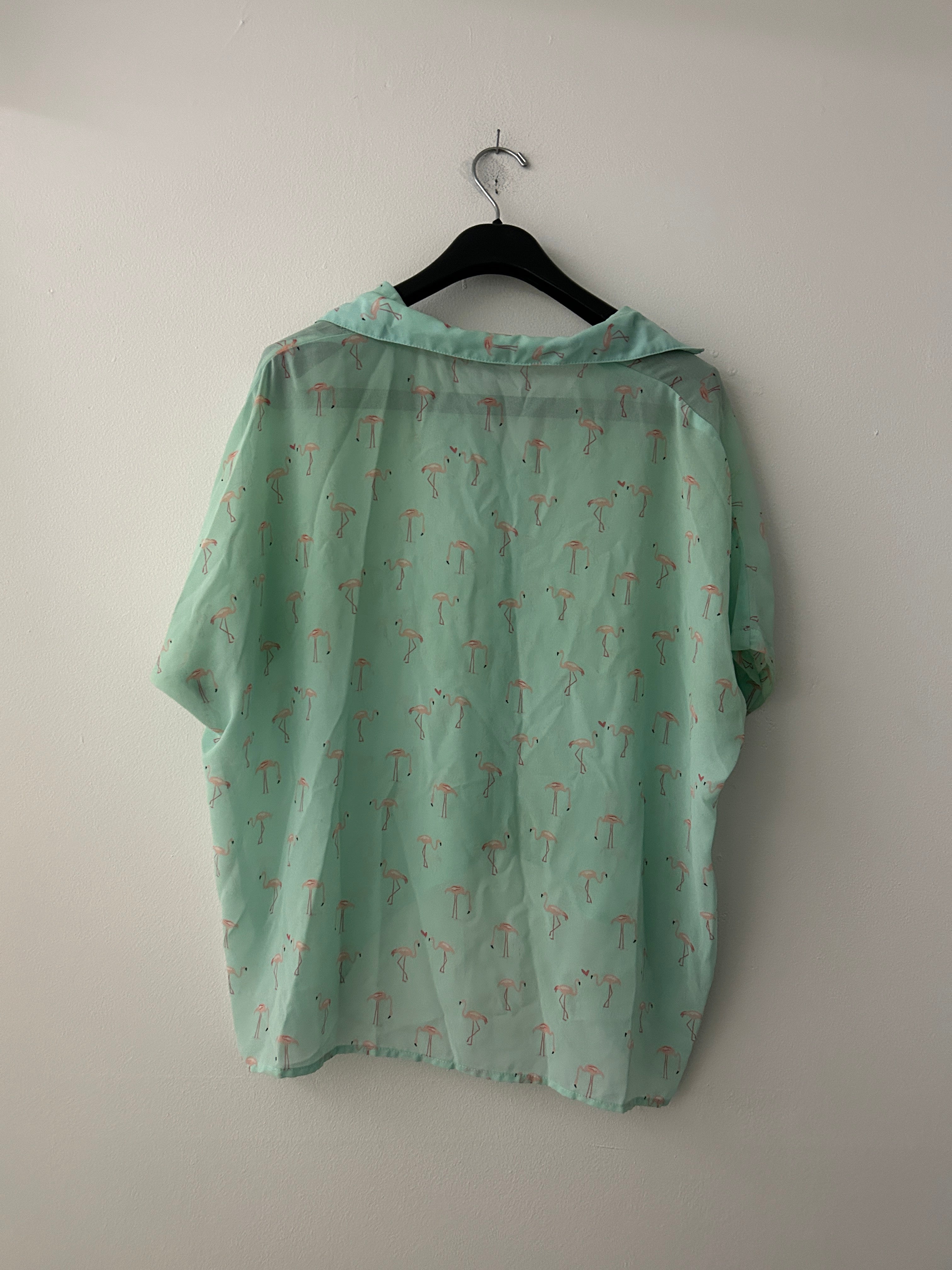 Chemisier vert menthe à motifs flamants roses – Twik