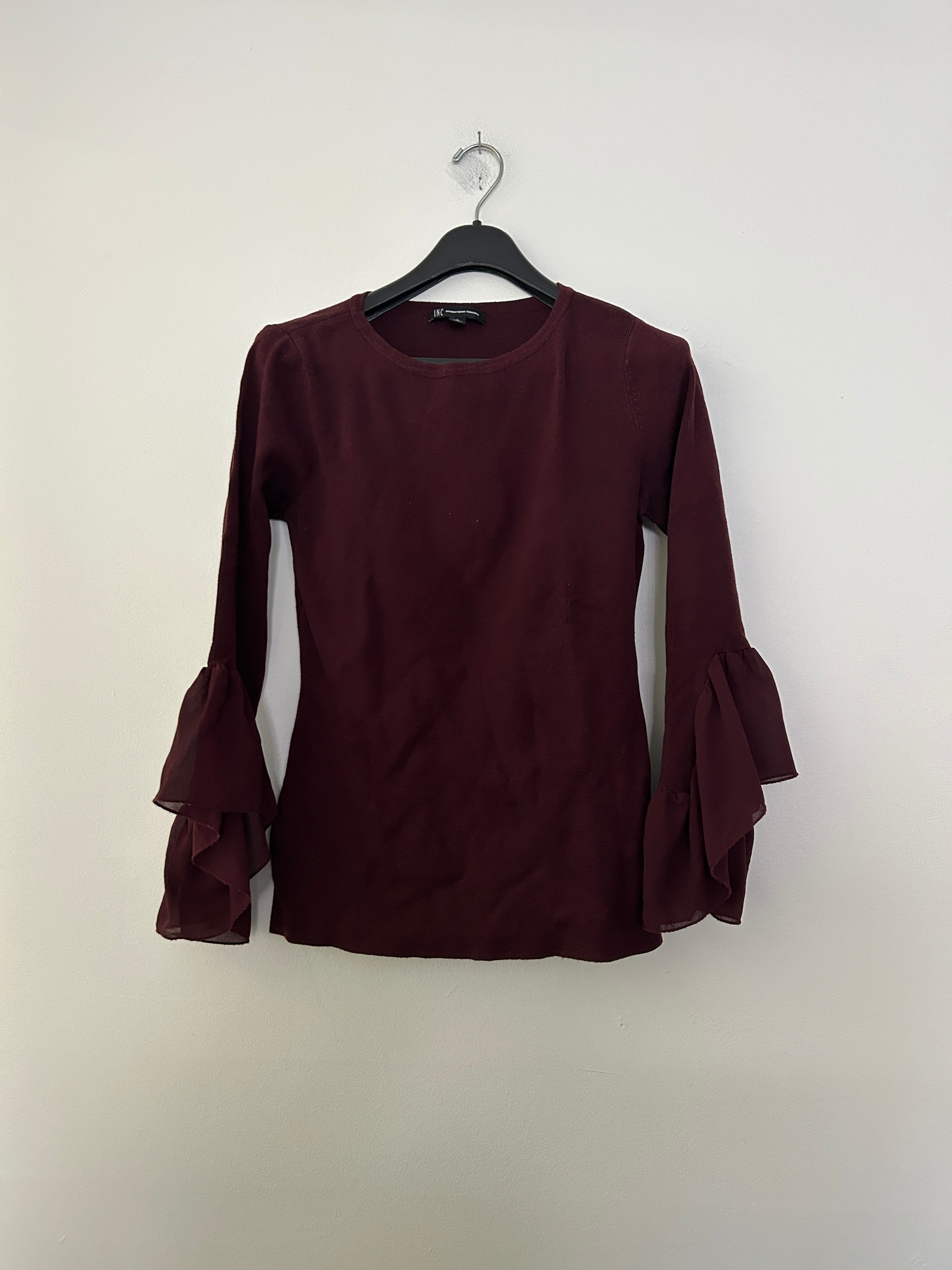 Haut bordeaux à manches volantées – I.N.C International Concepts