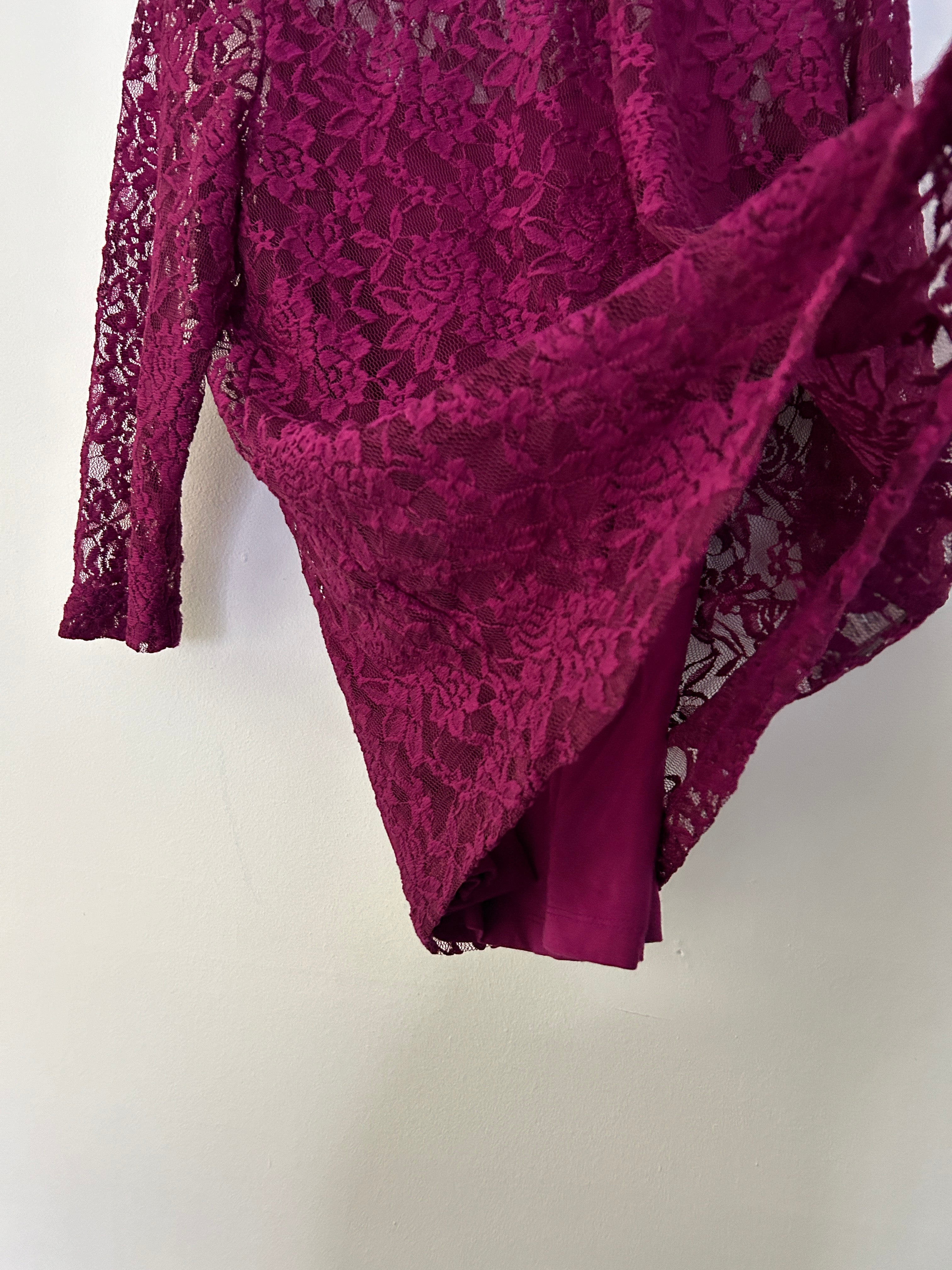 Haut en dentelle bourgogne manches 3/4 – Simons