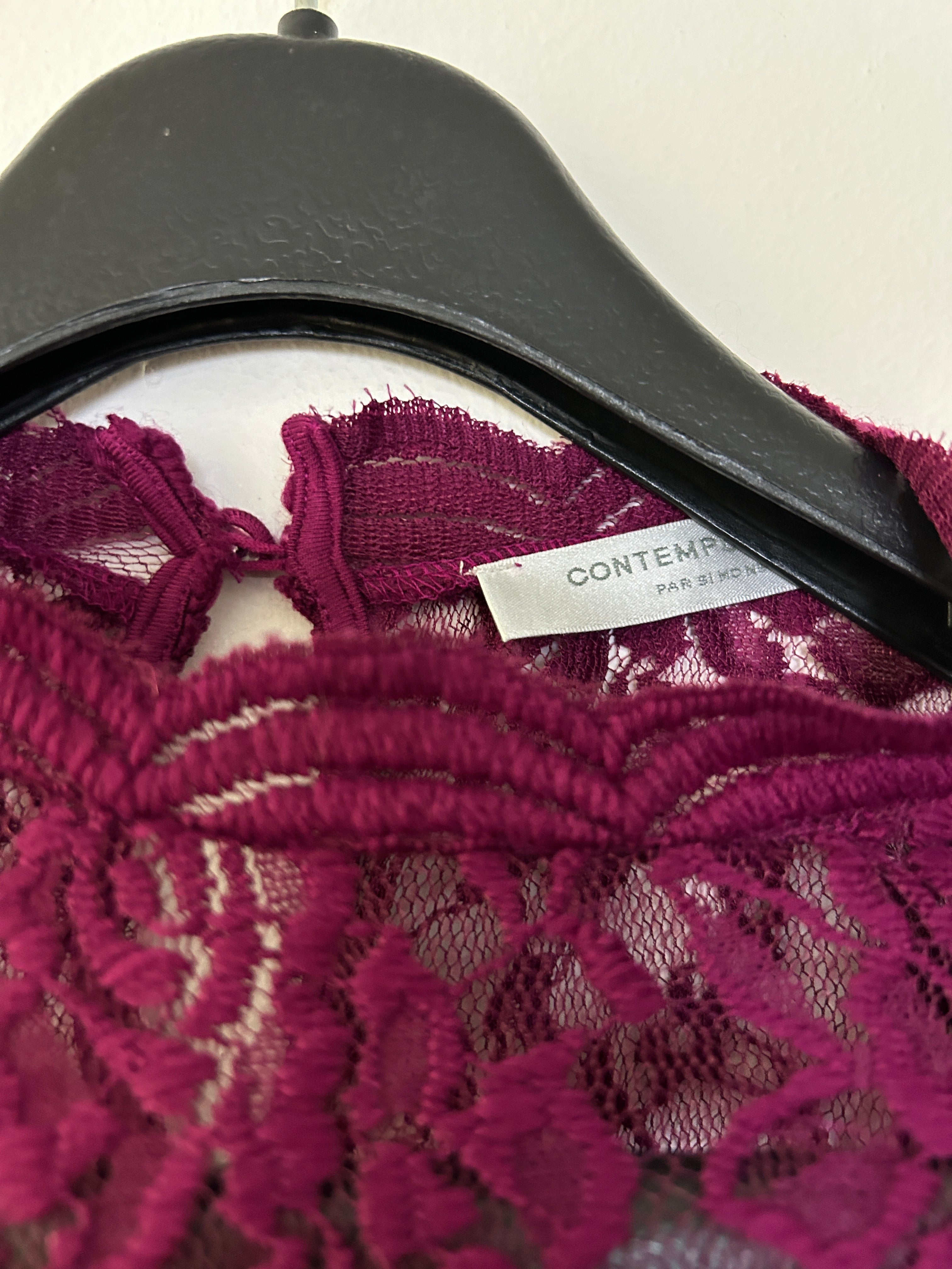 Haut en dentelle bourgogne manches 3/4 – Simons